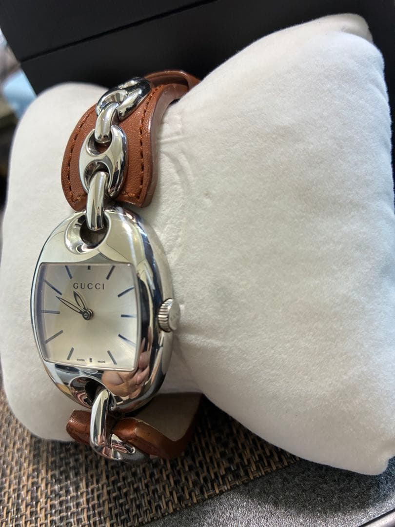 GUCCI 121.3 アナログ腕時計 シルバー/ブラウン