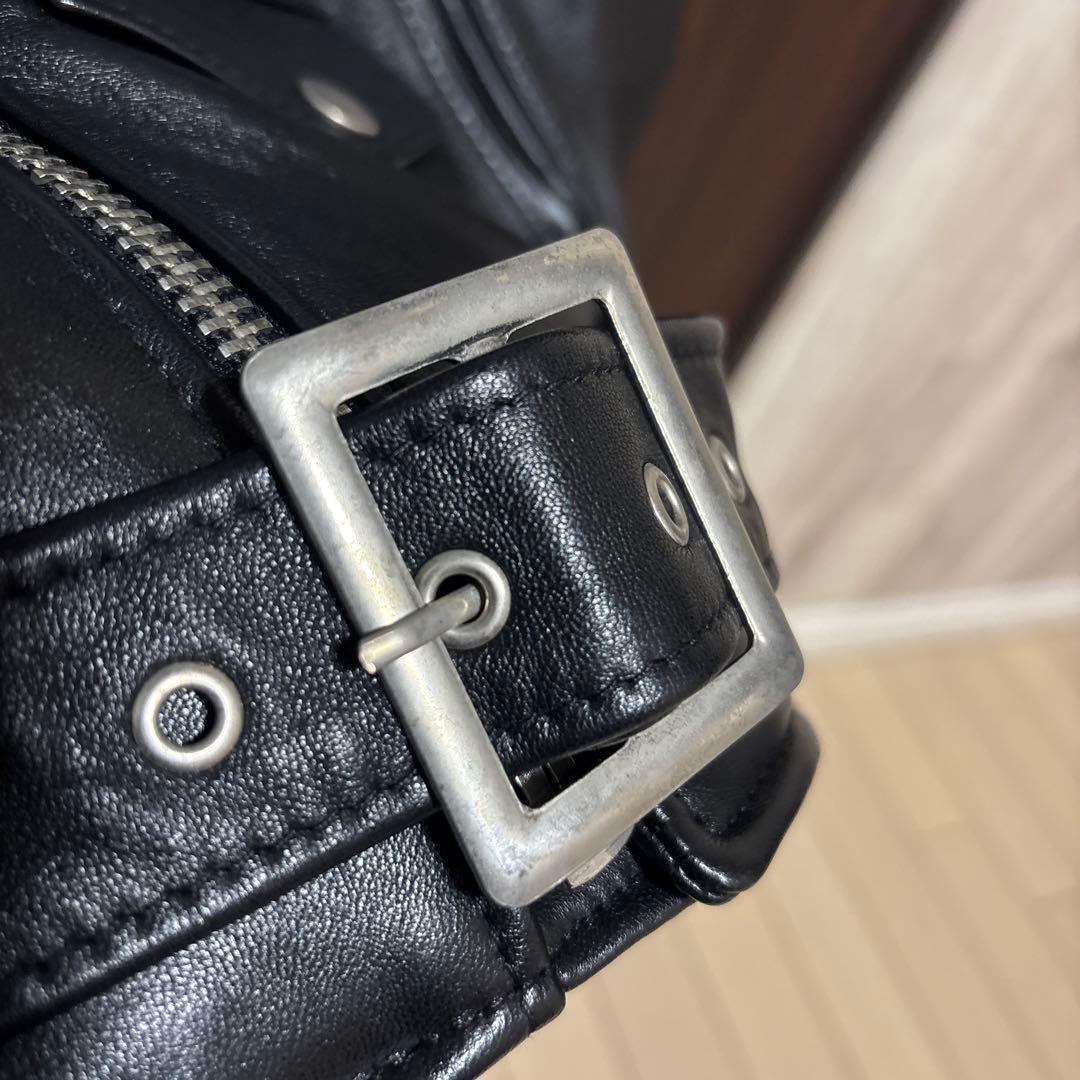 Schott ブラック レザー ダブルライダースジャケット S