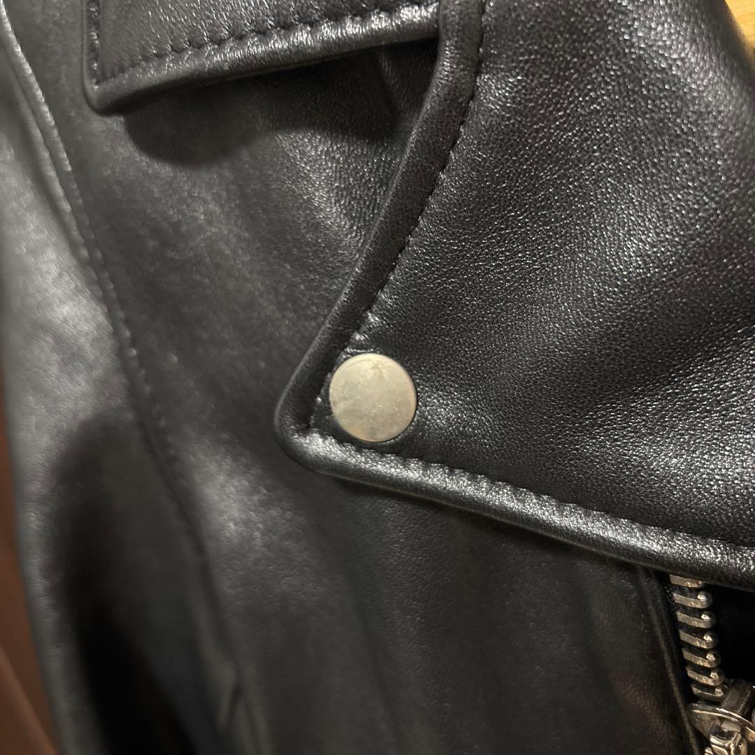 Schott ブラック レザー ダブルライダースジャケット S