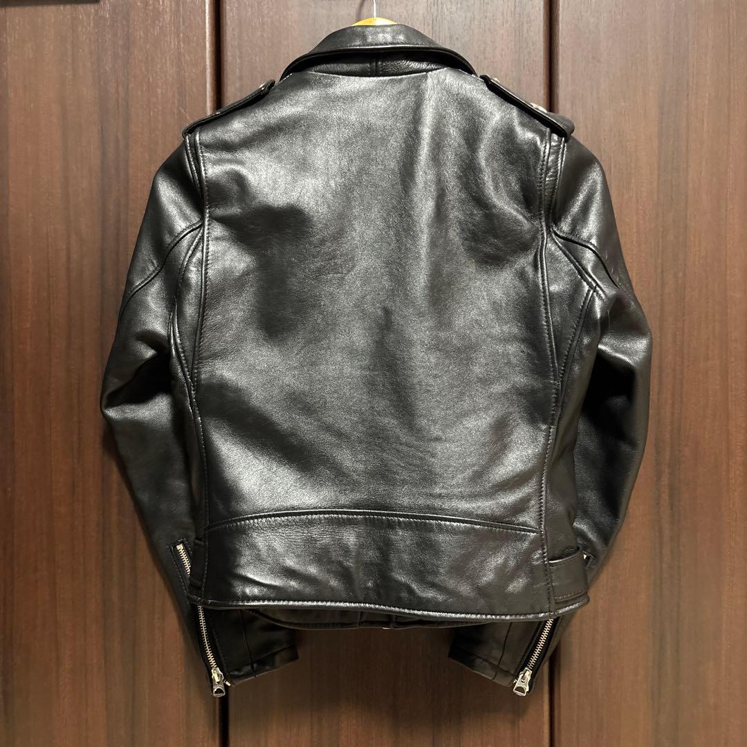 Schott ブラック レザー ダブルライダースジャケット S