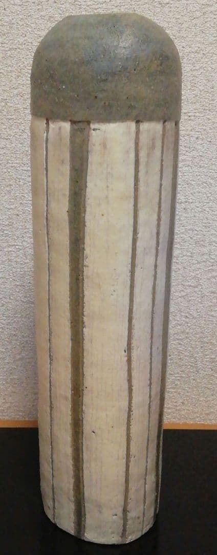 市野雅利作　丹波焼　白　花入　共箱　共布　花瓶