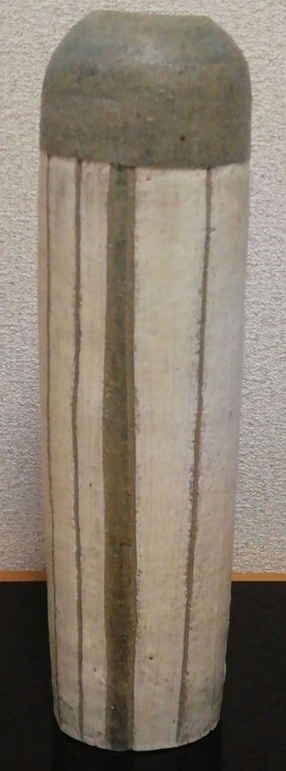市野雅利作　丹波焼　白　花入　共箱　共布　花瓶