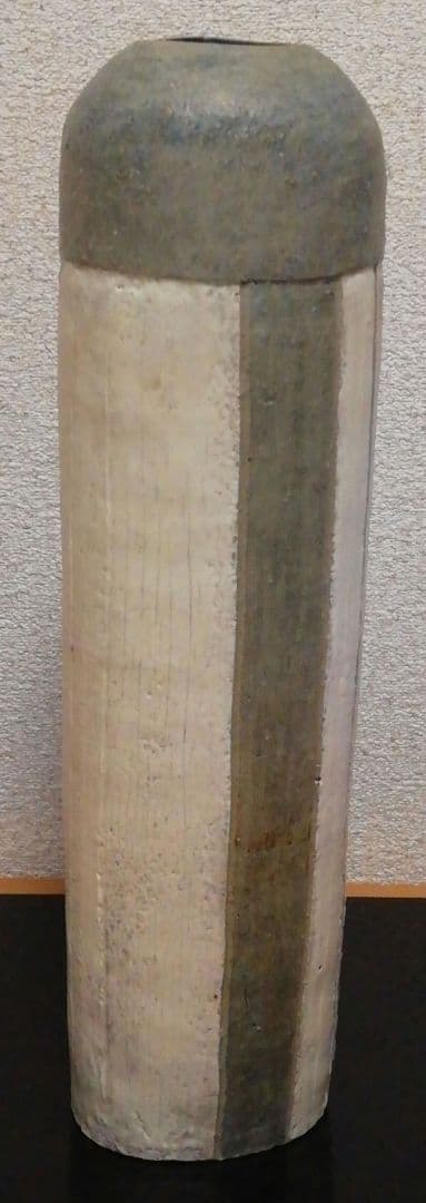 市野雅利作　丹波焼　白　花入　共箱　共布　花瓶