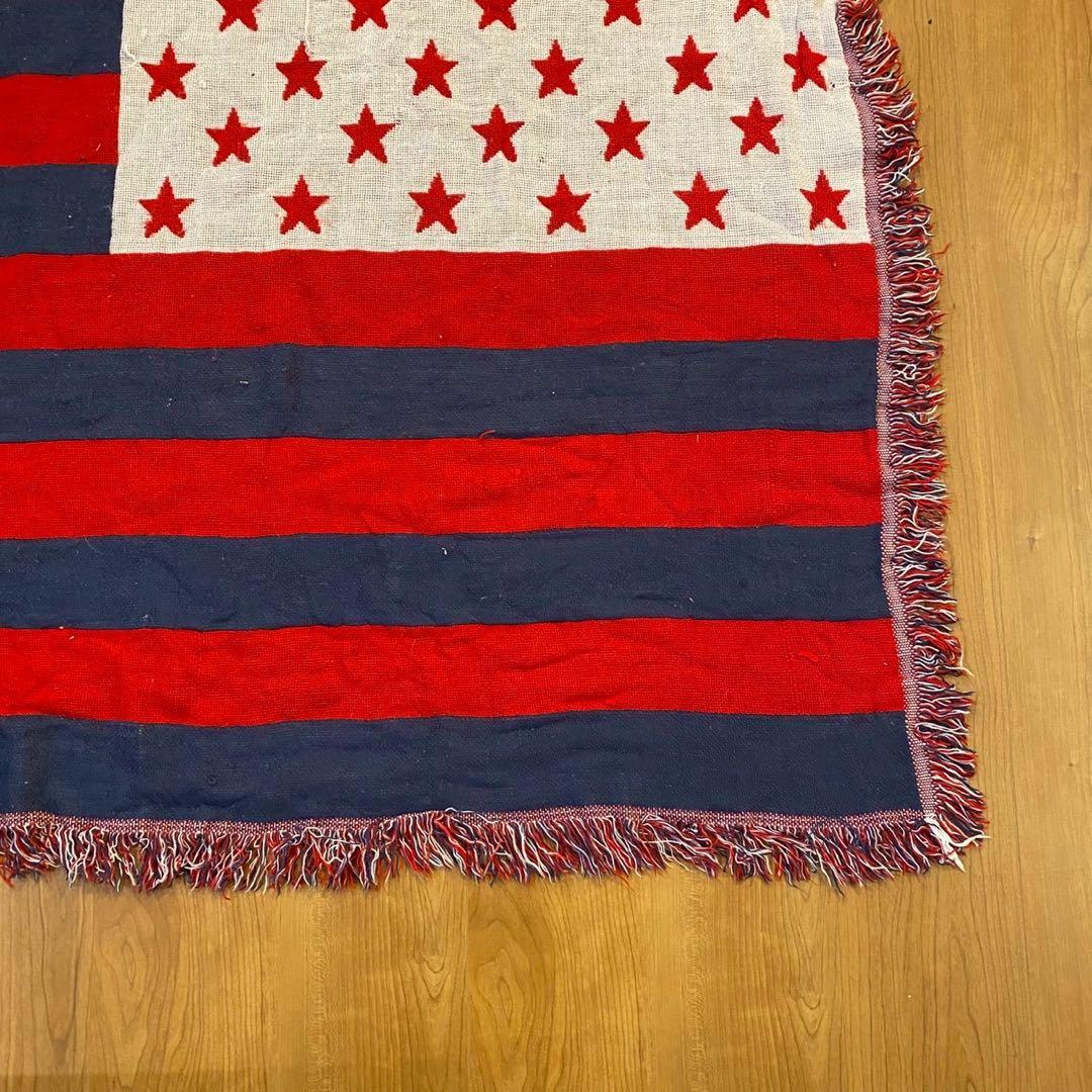 ヴィンテージ　ラグ　タペストリー　136×106　アメリカ　国旗　USインテリア