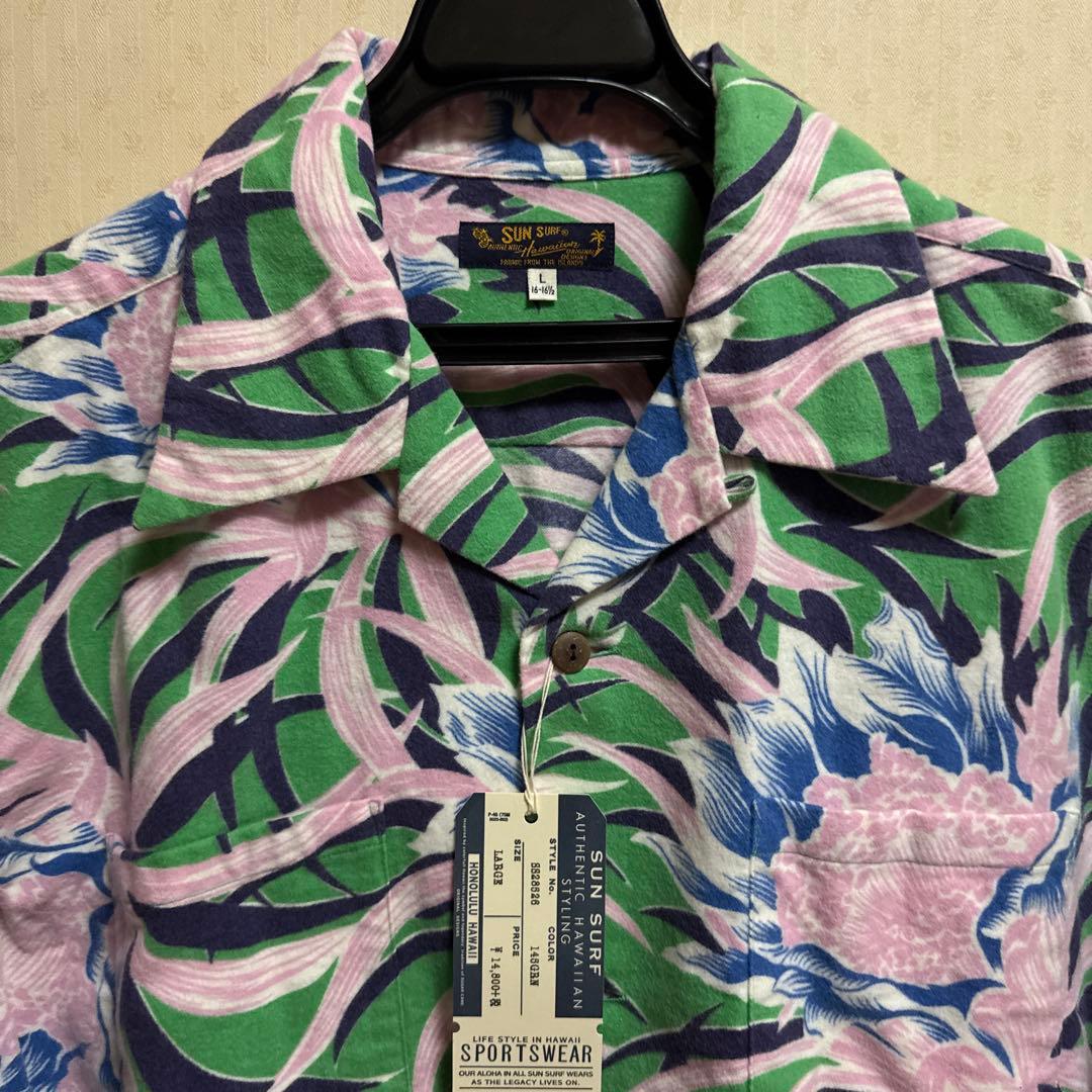 SUN SURF アロハシャツ ネルシャツ 新品 L