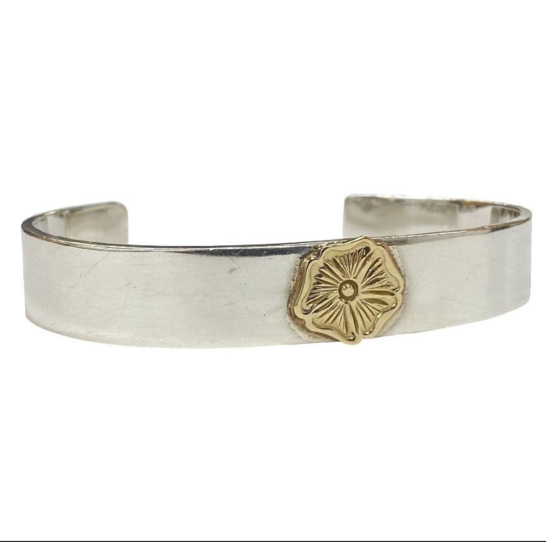 FIRST ARROW'S K18 フラワー ローズ メタル 平打ち バングル