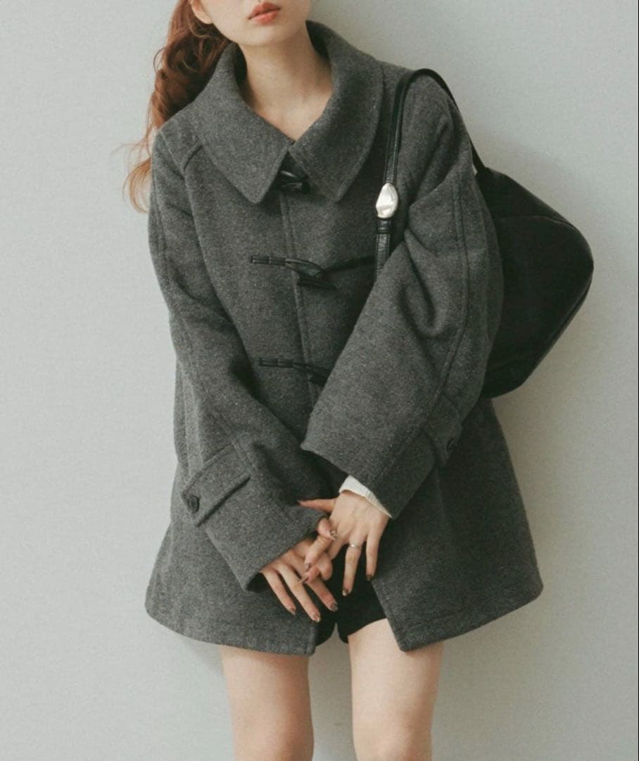 【ベスト付き】ダッフルフレアコート　カスタネ