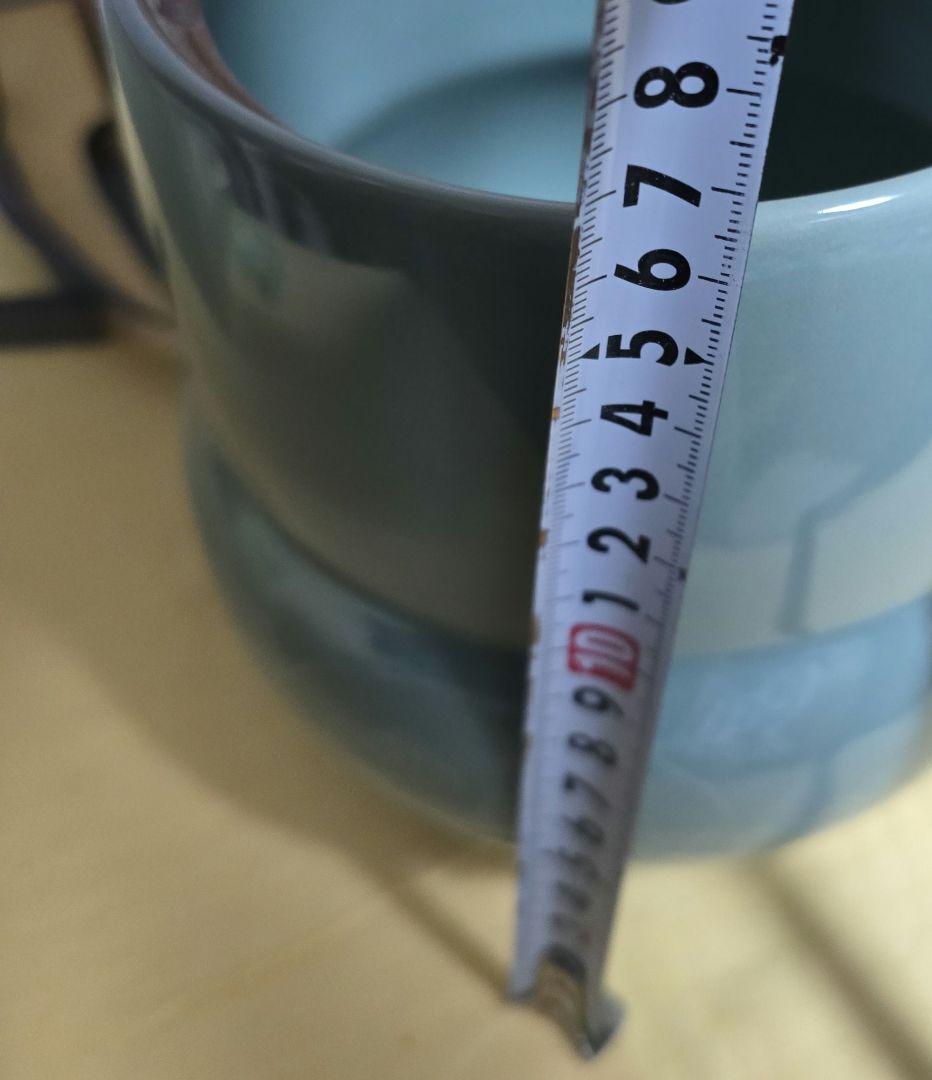 手塚玉堂造　青緑色 陶器 水差し 花模様