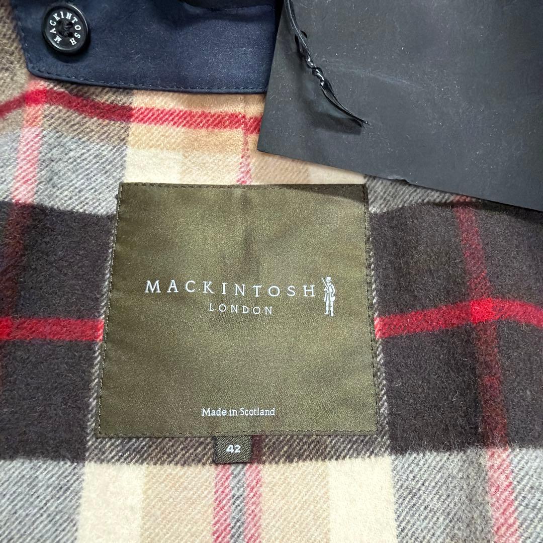 Macintosh London ゴム引きステンカラーコート チェック裏地