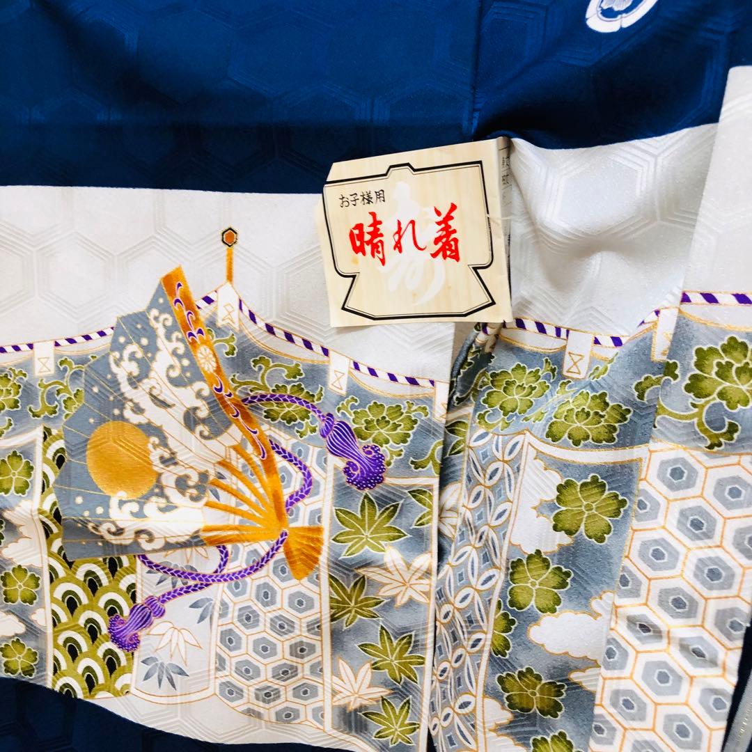 七五三 五歳‼️未使用タグ付着物×袴‼️ 紺地に鷹兜煌びやか‼️完全フルセット 銘品