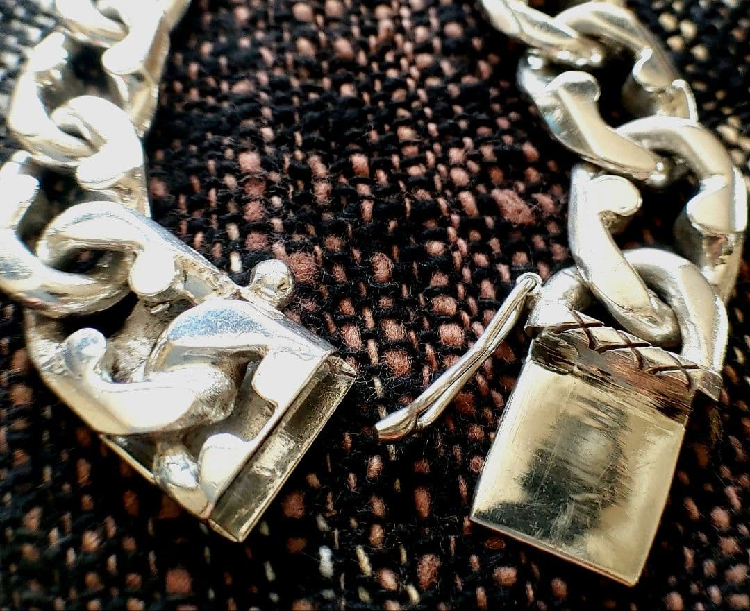 silver925 　太め　シルバー チェーンブレスレット　ボックス留め