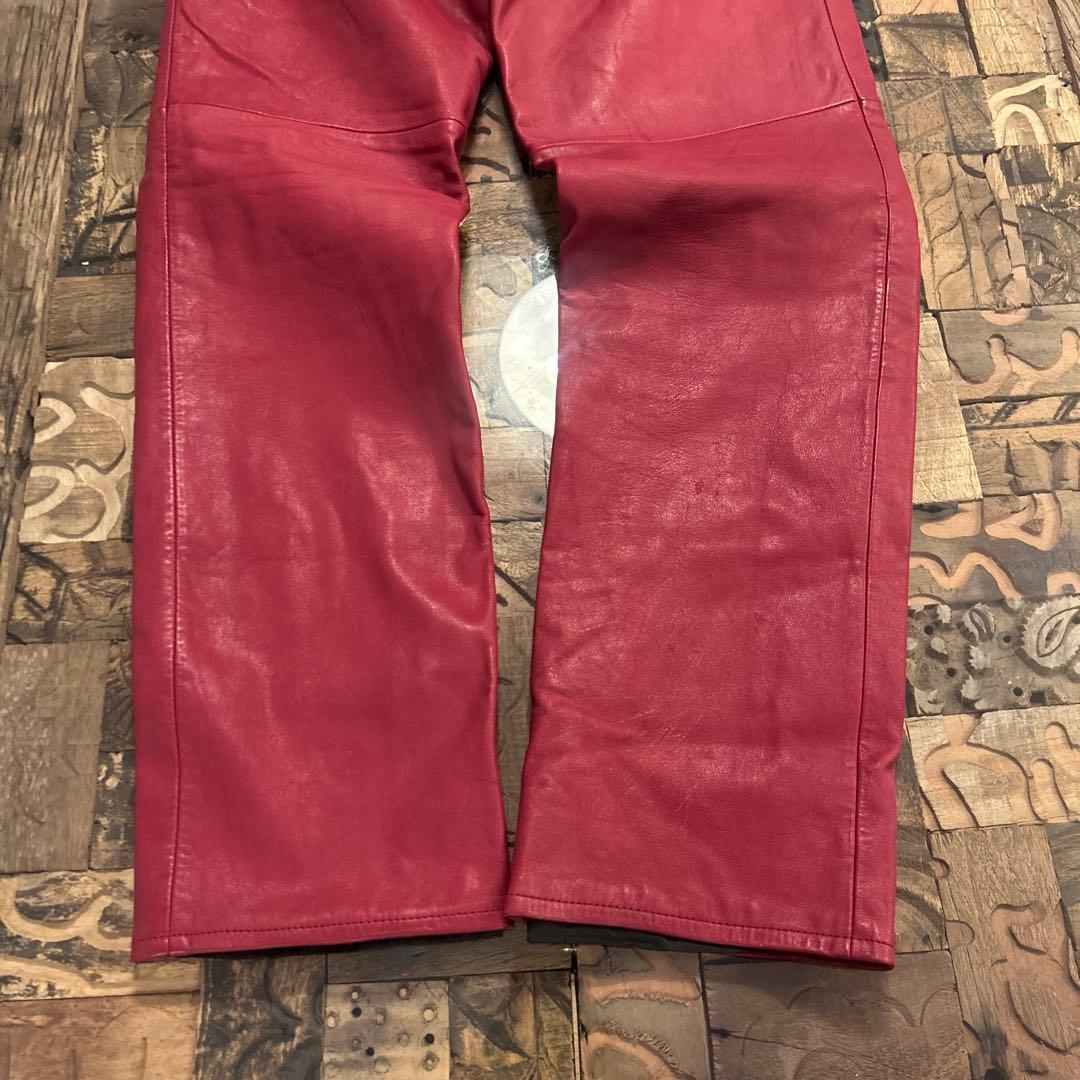 Paul Smith 本革 レザーパンツ レッド スリム M