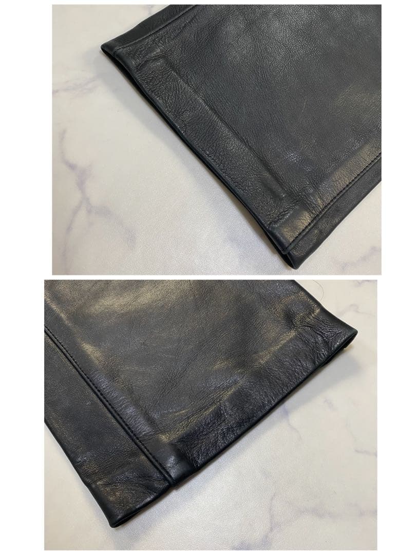 【美品】Lee リー　レザーパンツ　32×34 ブラック　黒　牛革
