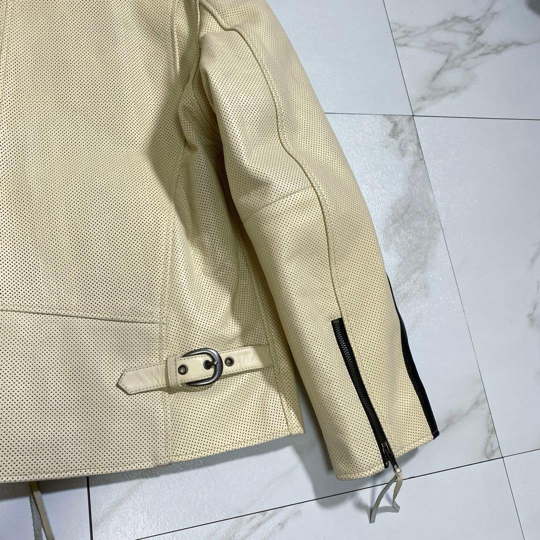 希少⭐︎リューグーレザーズ 牛革 カウレザーパンチングシングルライダースジャケット