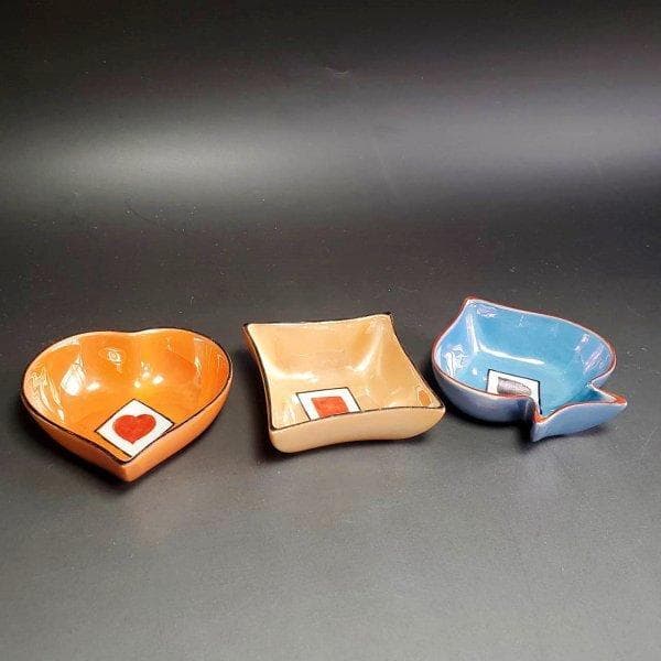 初期オールドノリタケ　メープルリーフ印　トランプ柄　小鉢3個