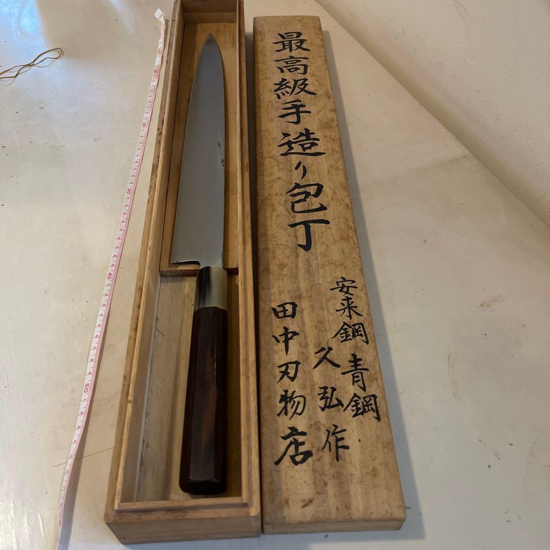 柳刃包丁 青紙一号鋼 木箱付き　　刺身包丁　一尺2寸　360mm