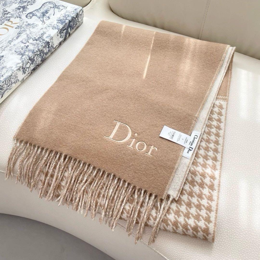 Dior ディオール　千鳥柄 マフラー /ベージュ系 32×180cm