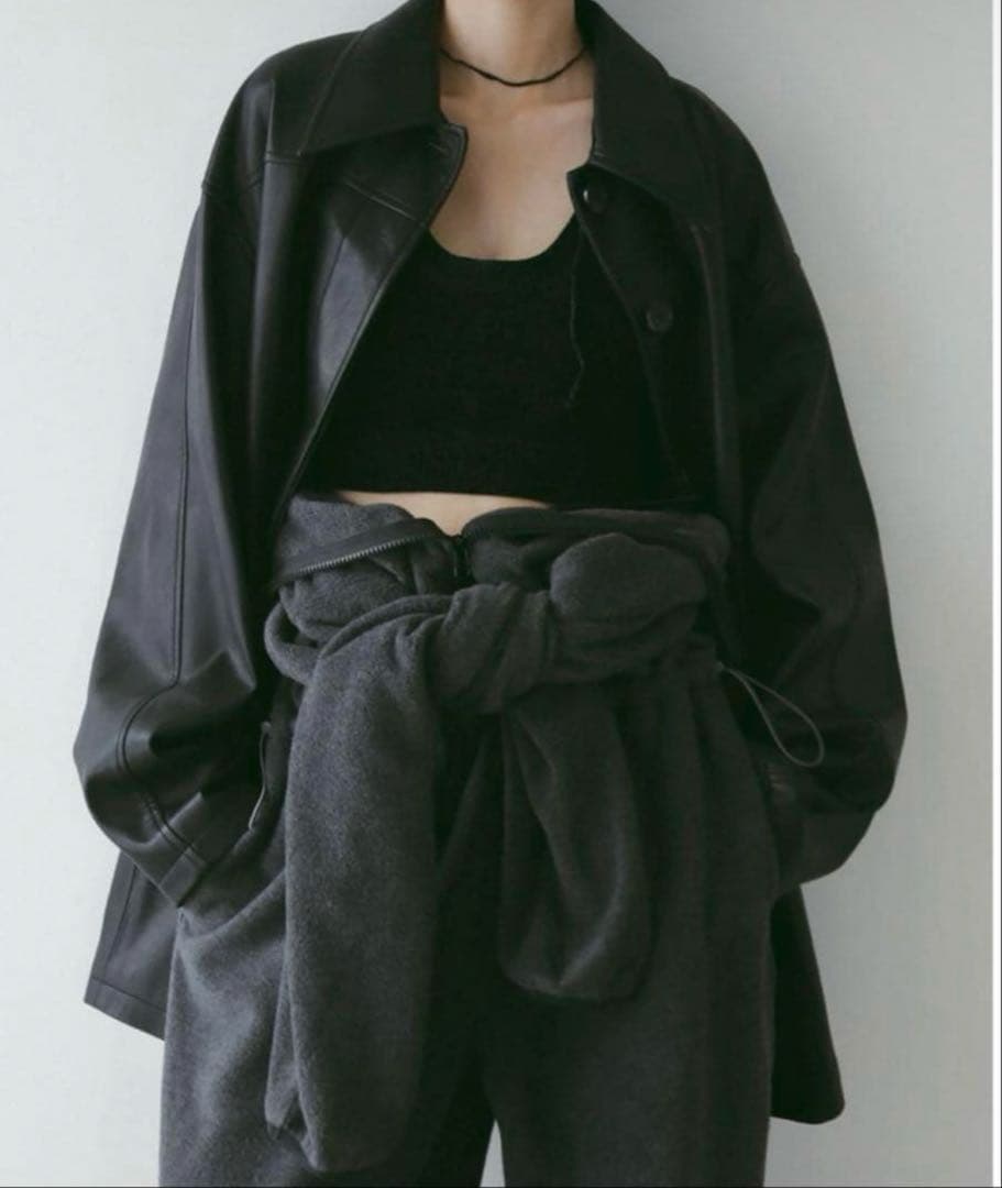 anuke ecoleather over jacket 38 ブラック