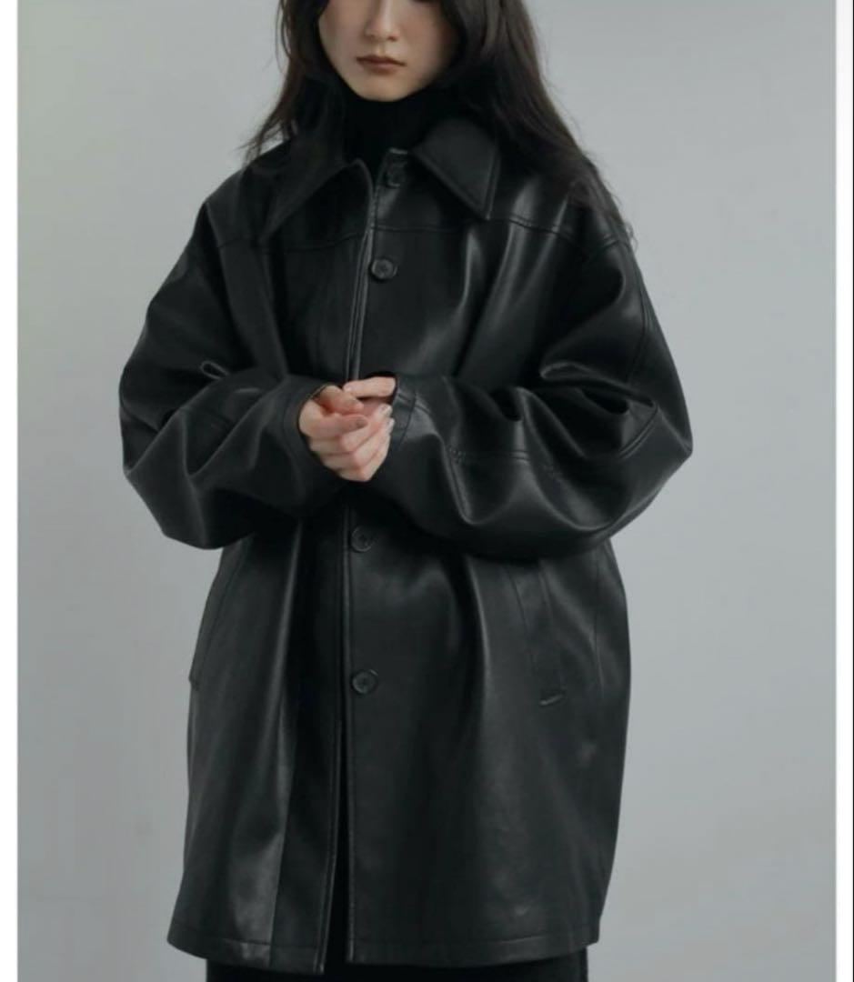 anuke ecoleather over jacket 38 ブラック