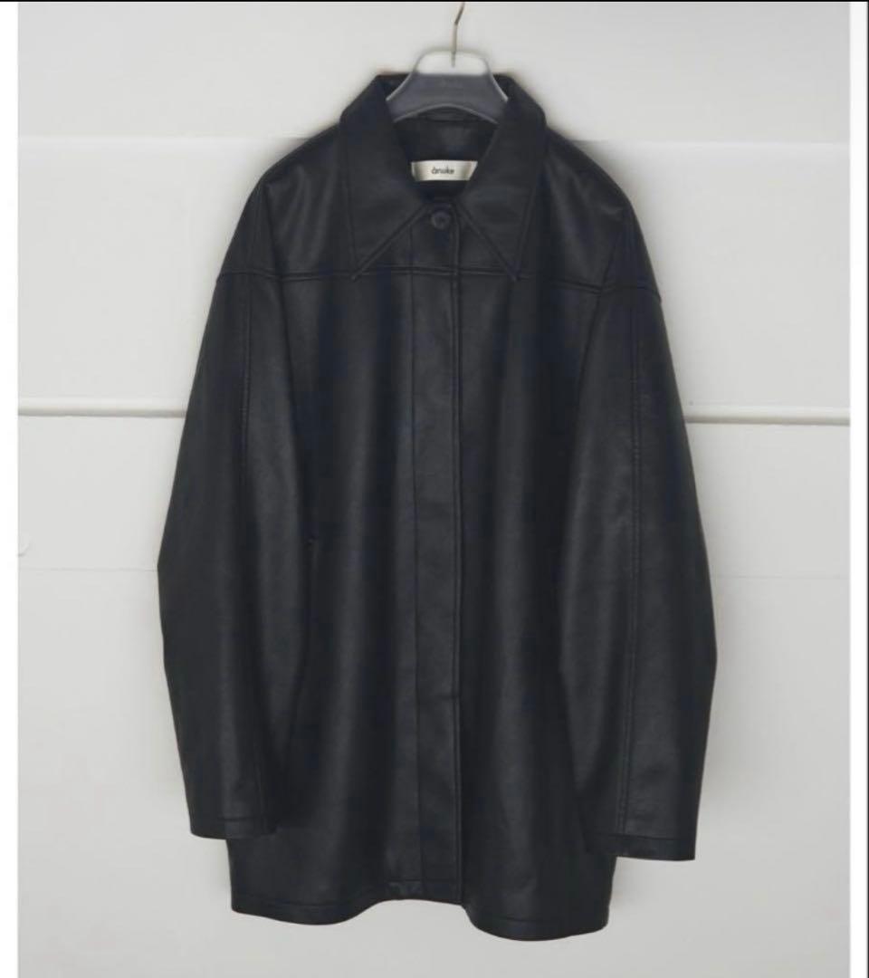 anuke ecoleather over jacket 38 ブラック