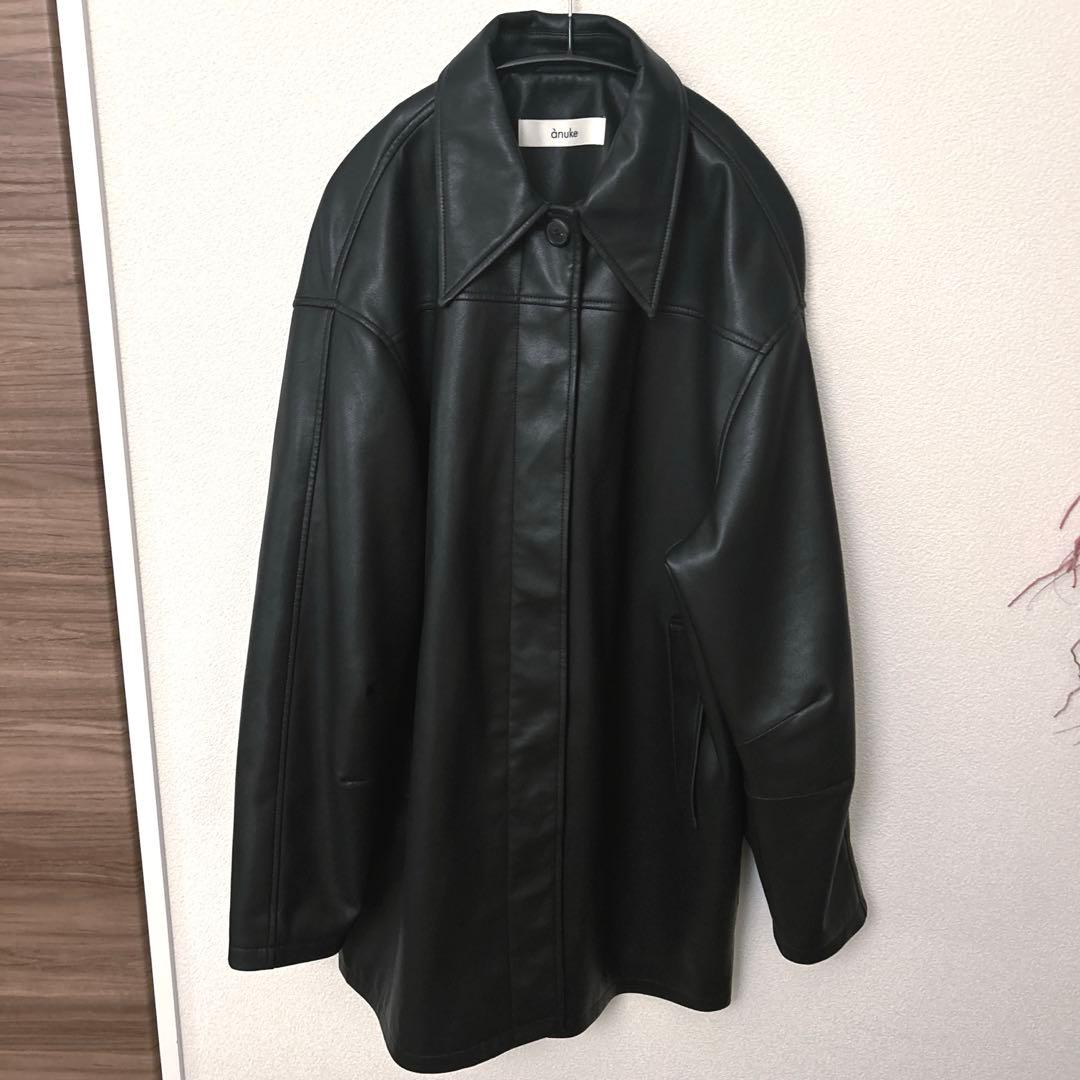 anuke ecoleather over jacket 38 ブラック