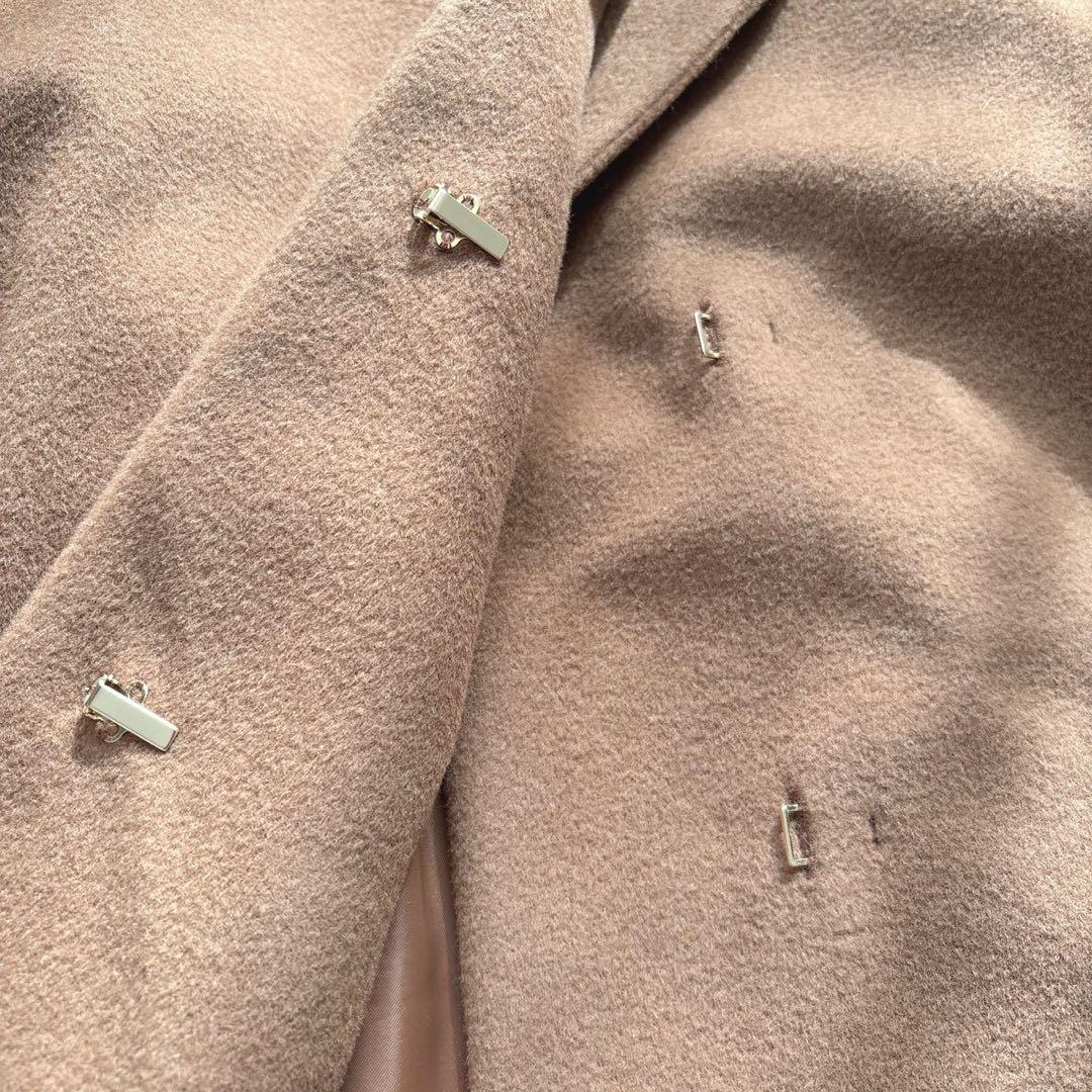 BEIGE, BLUNTS ノーカラーコート アンゴラ混 ベルト付き ブラウン