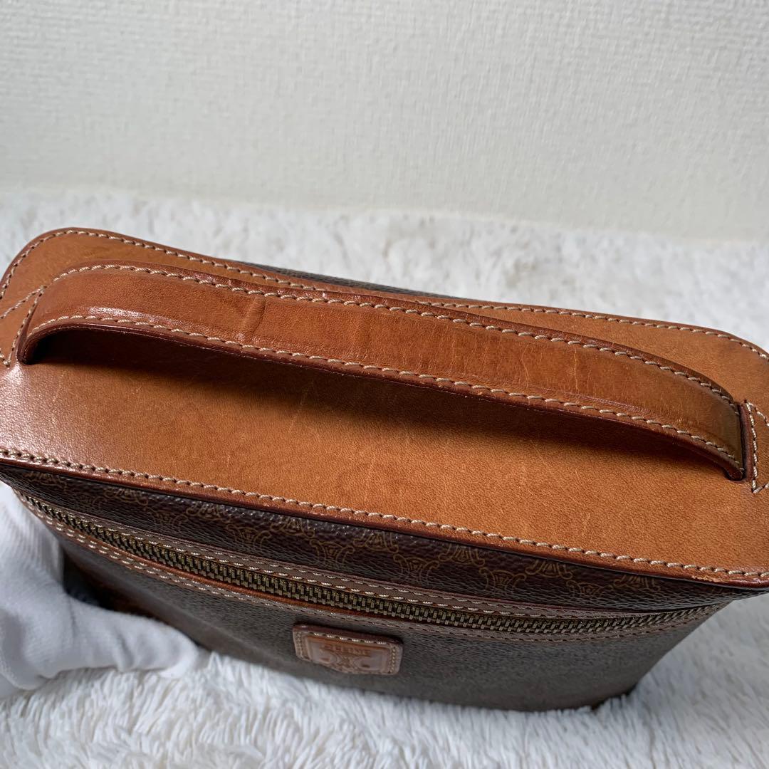 美品　セリーヌ　バニティバッグ　ポーチ　 マカダム柄 レザー