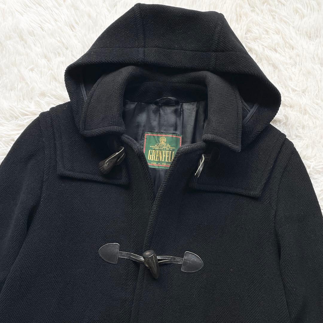 【英国王室御用達】80s-90s グレンフェル ダッフルコート 黒 ヘリンボーン