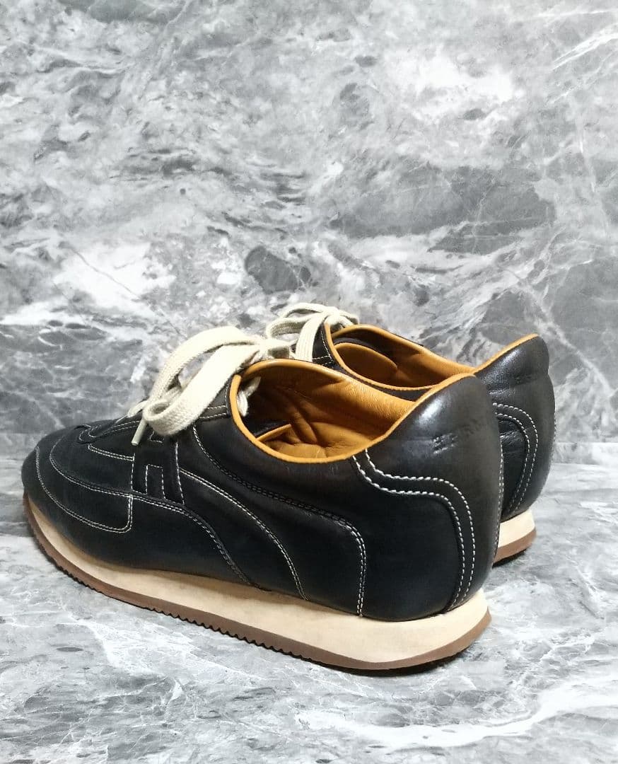 【美品】HERMES（エルメス）クイックHロゴ/メンズレザースニーカー/正規品