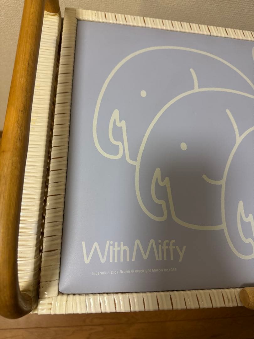 ミッフィー　ピンク　籐ラタン　大型 蓋付 バスケット3段　昭和レトロ　レア　希少