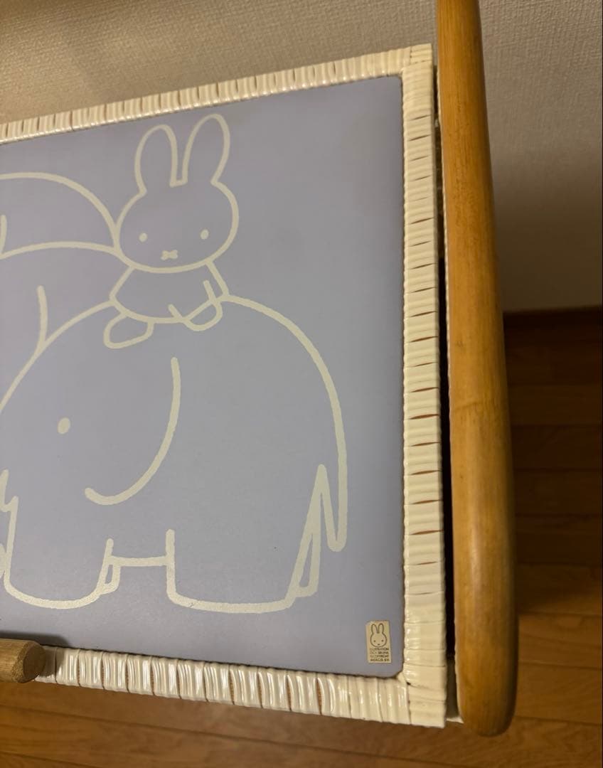 ミッフィー　ピンク　籐ラタン　大型 蓋付 バスケット3段　昭和レトロ　レア　希少