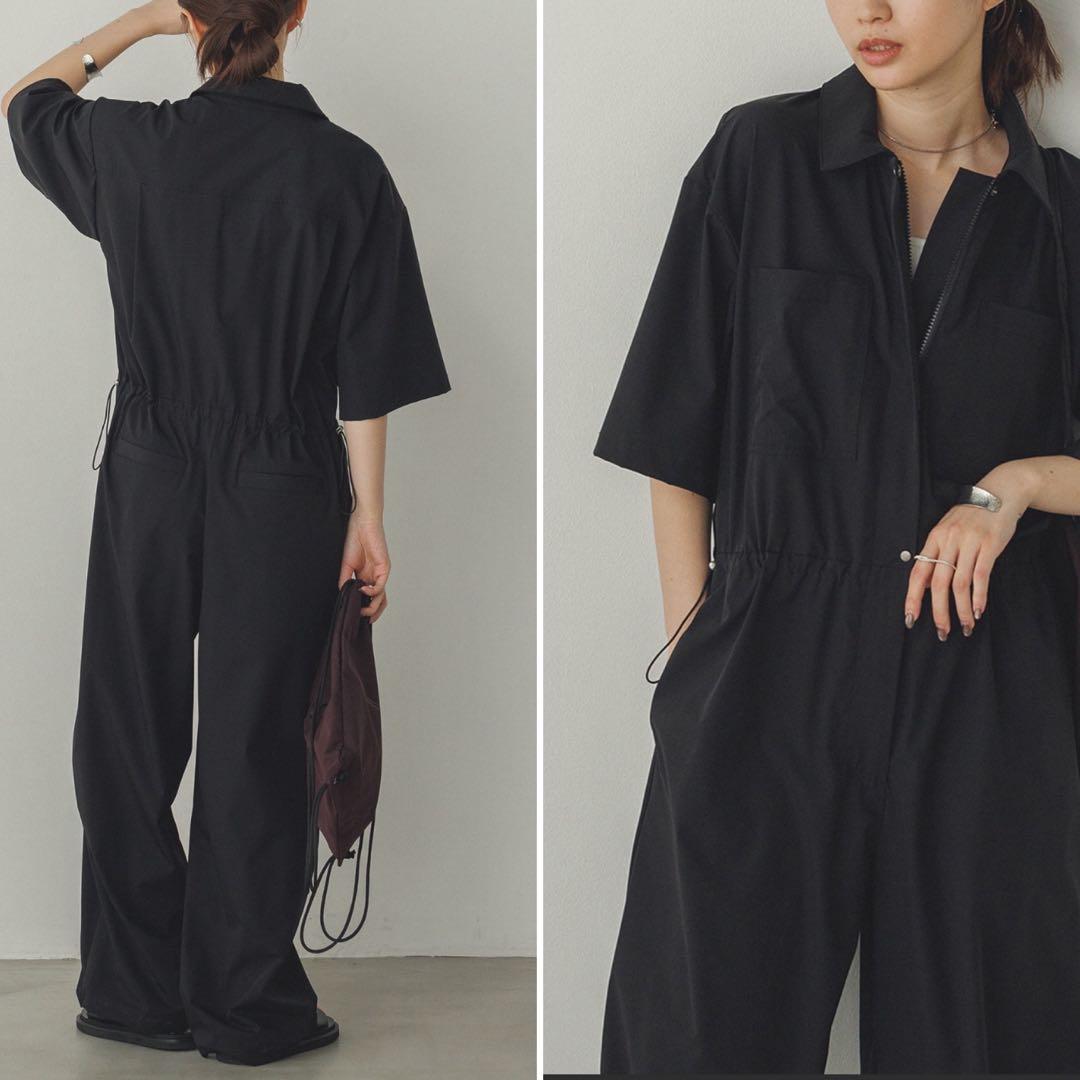 hunch 接触冷感 ジャンプスーツ サロペット オールインワン ブラック