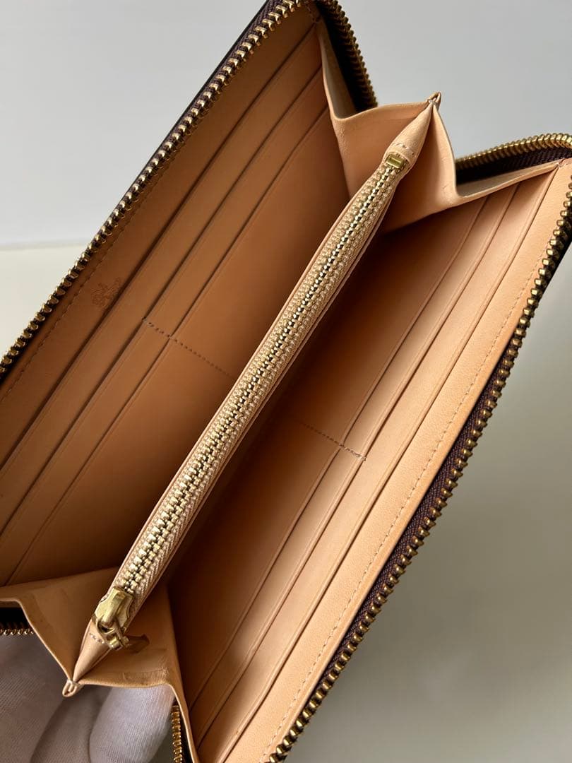 【美品】ココマイスター コードバン 長財布　ラウンドジップ 焦茶色 袋付き