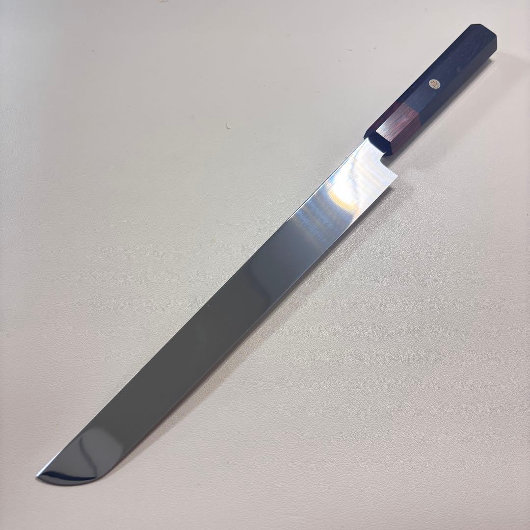 【鞘付き】270mm 先丸柳刃包丁鏡面 黒檀紫檀八角柄 刺身包丁 全鋼'•