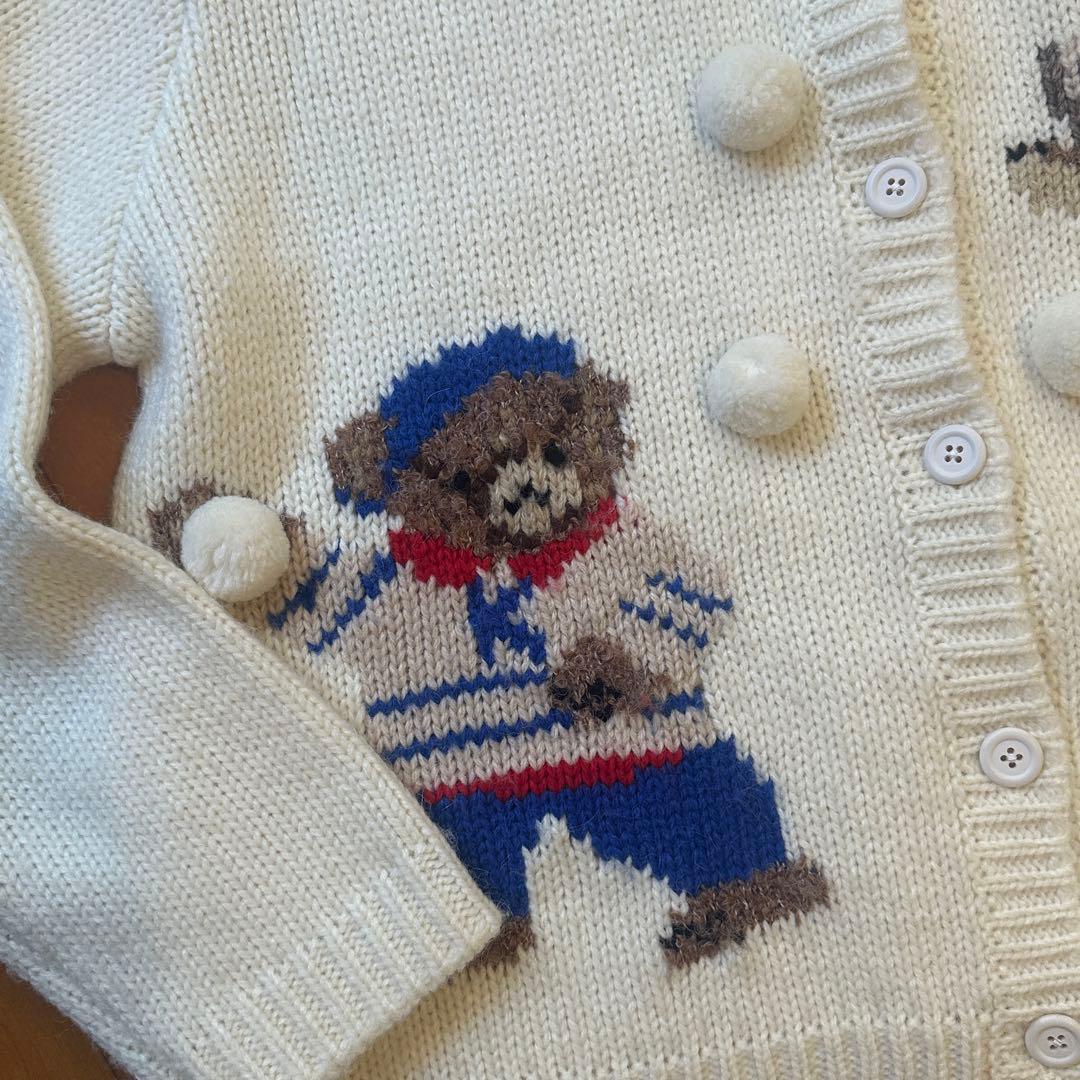 ピンクハウス　三つ子のくま　アイボリーカーディガン