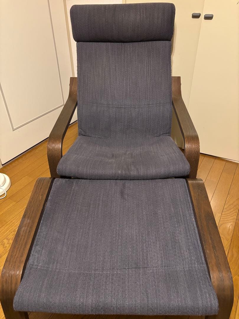 最終値下げ‼️IKEAポエング　グレー チェアオットマン(東京近隣組立済　直配可)