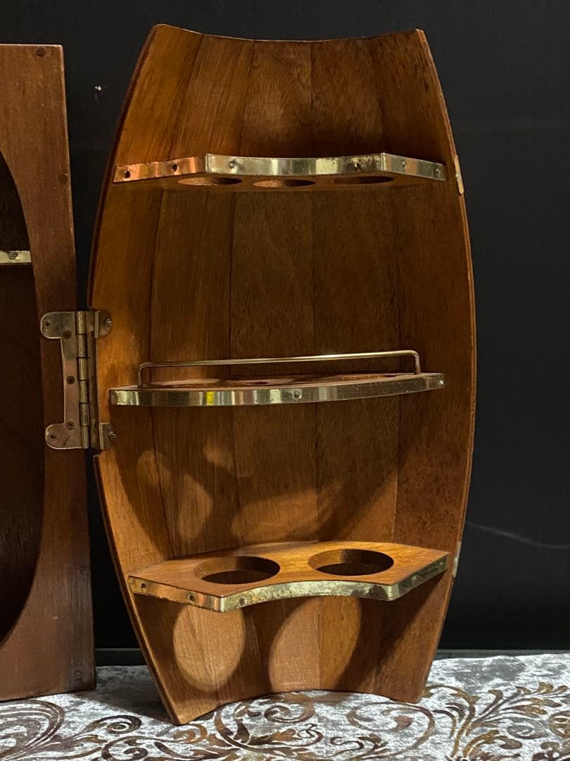 希少☆ヴィンテージ 樽型　扉 観音開きラック☆ブラウンカラー☆店舗什器☆送料込