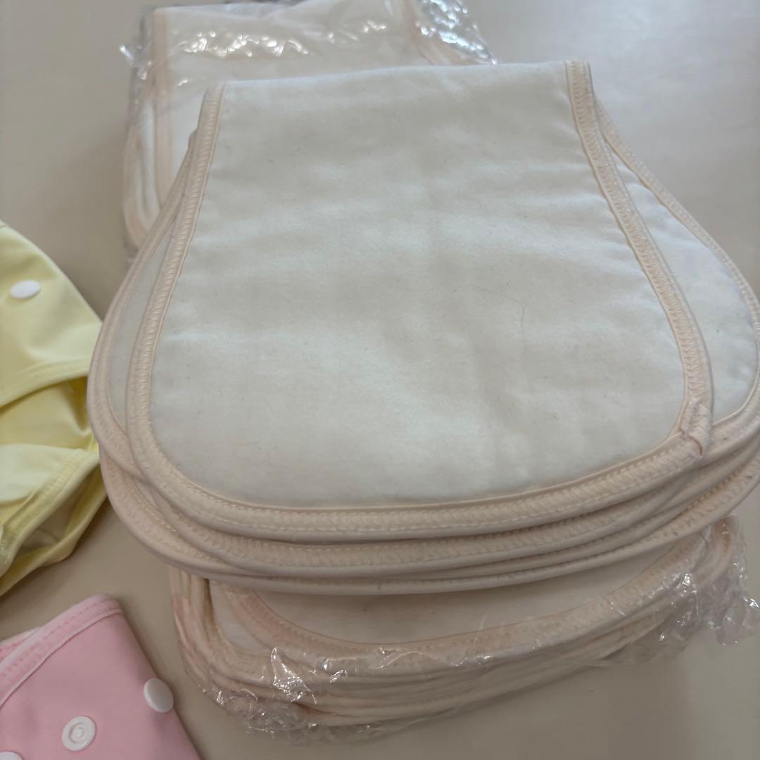 【新品未使用】オーガニックコットン100%布おむつ15枚＋オムツカバー2枚セット