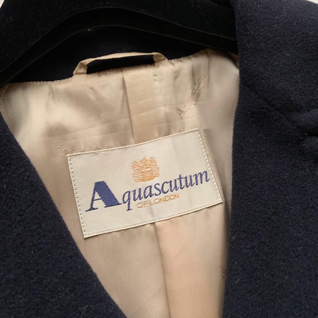 美品♡アクアスキュータム ウールカシミヤ チェスターコート ネイビー M