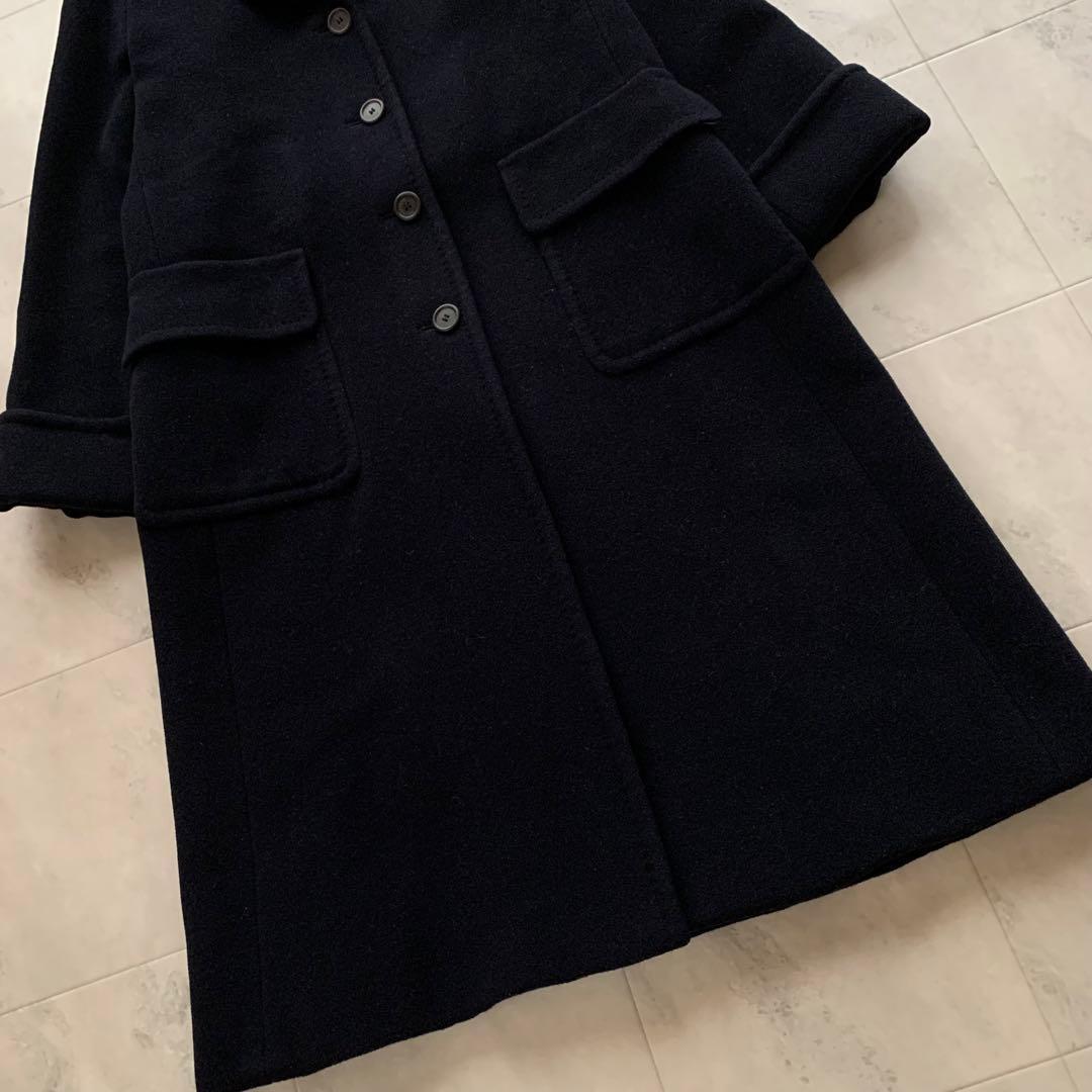 美品♡アクアスキュータム ウールカシミヤ チェスターコート ネイビー M