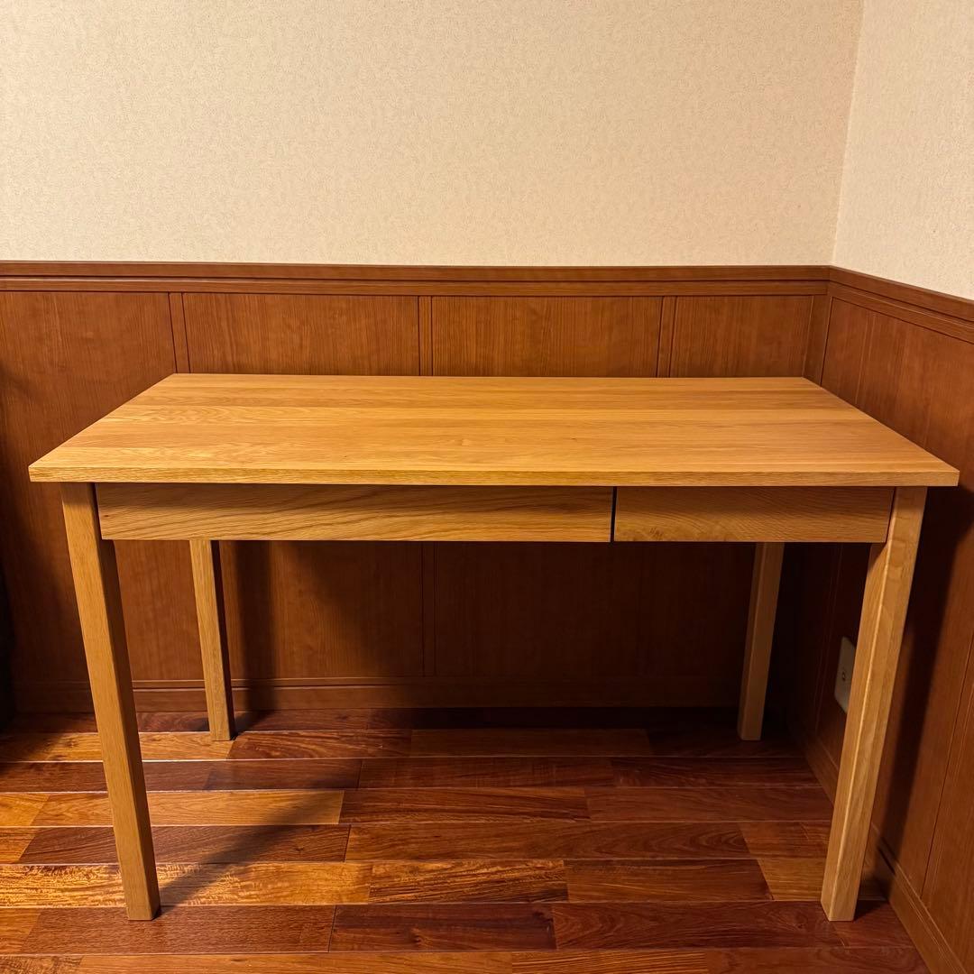 無印良品 無垢材デスク(引出付)オーク材 完成品 送料込 廃番