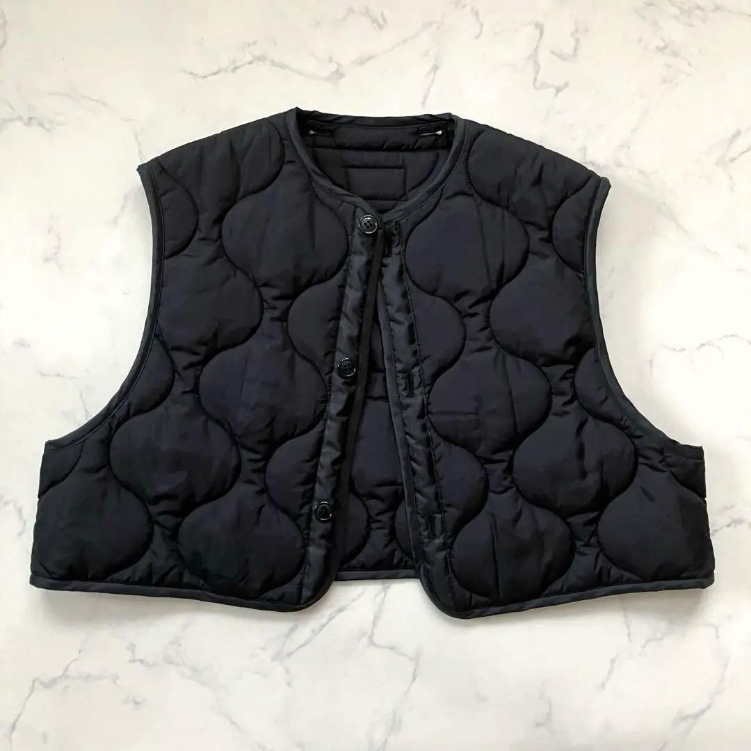 HYKE QUILTED CROPPED VEST 黒 2023FW 17403