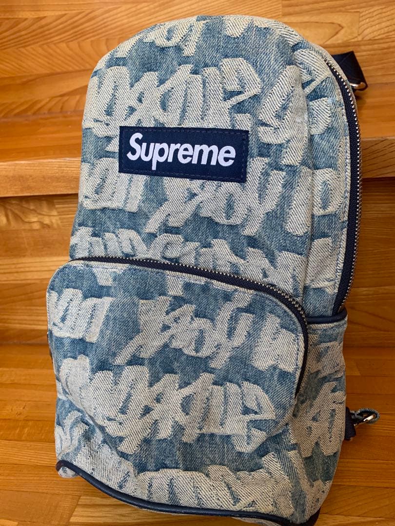 レア ☆ Supreme グラフィティ柄 スリングバッグ デニム ステッカー付き