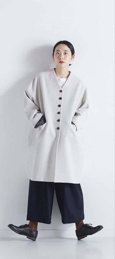 atelier naruse ナルセ メルトンウールコクーンコート オートミール