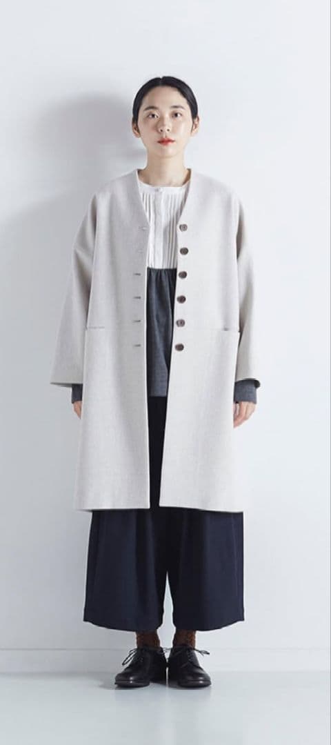atelier naruse ナルセ メルトンウールコクーンコート オートミール