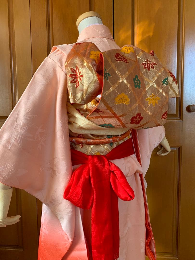 七五三　七歳の女の子のお支度　正絹手縫いのお振り袖フルセット　ハーフ成人式卒業式