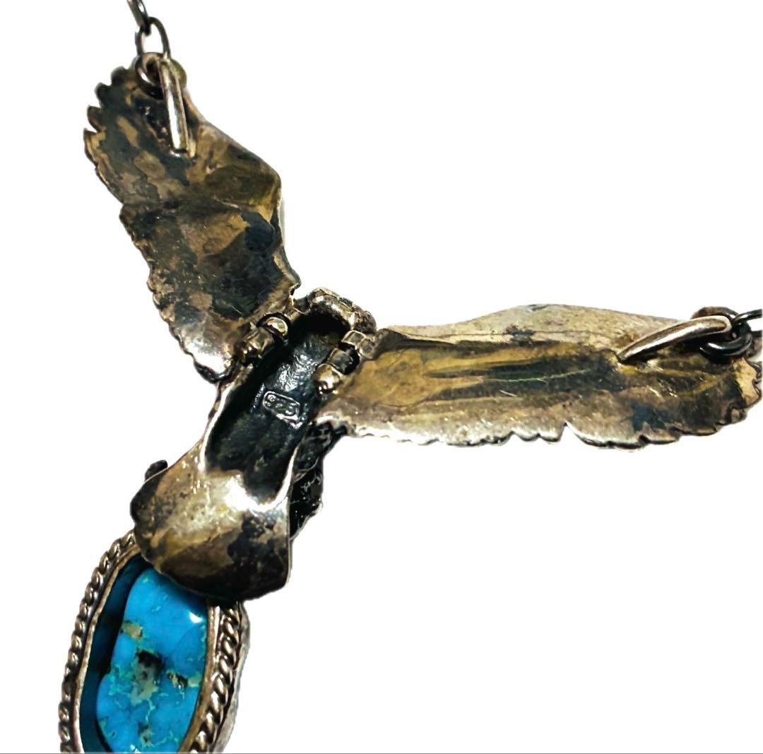 シルバー925 ネックレス　ペンダント　イーグル　スネーク　ターコイズ　フェザー