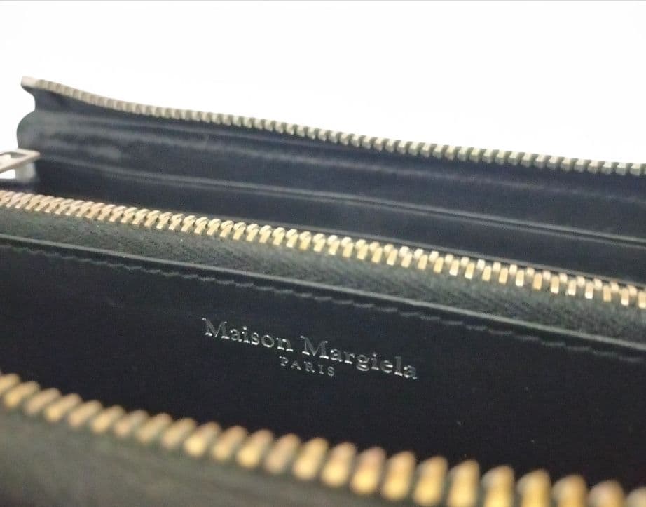 マルジェラ　長財布　ラウンド　ファスナー ステッチ　L字　ブラック　レザー