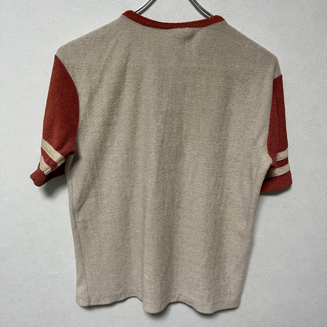 80s ヘンリーネック フットボールTシャツ風