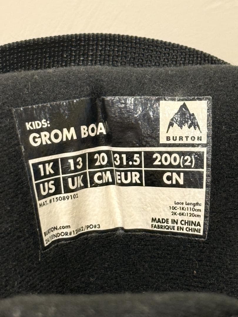 スノーボード BURTON KIDS GROM BOA 1K 20cm